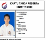 Contoh Kartu Tanda Peserta SNMPTN 2019