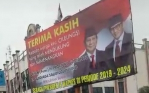 Warga Tolak Turunkan Baliho Raksasa Kemenangan Prabowo-Sandi di Bogor, Ini Kata Bawaslu