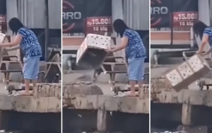 Aksi Buang Sampah ke Laut Viral Hingga Disorot Pembalap MotoGP, Emak-Emak ini Minta Maaf