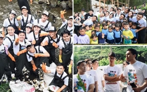 7 Momen Aaliyah Massaid dan Thariq Halilintar Cs Bersihkan Sampah di Sungai Ciliwung, Positive Vibe!