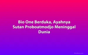 Bio One Berduka, Ayahnya Sutan Proboatmodjo Meninggal Dunia