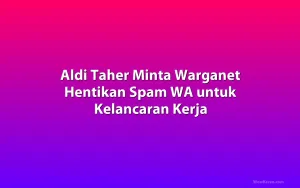 Aldi Taher Minta Warganet Hentikan Spam WA untuk Kelancaran Kerja