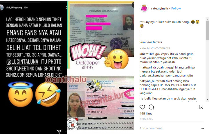 Klarifikasi Tiket Lucinta Luna
