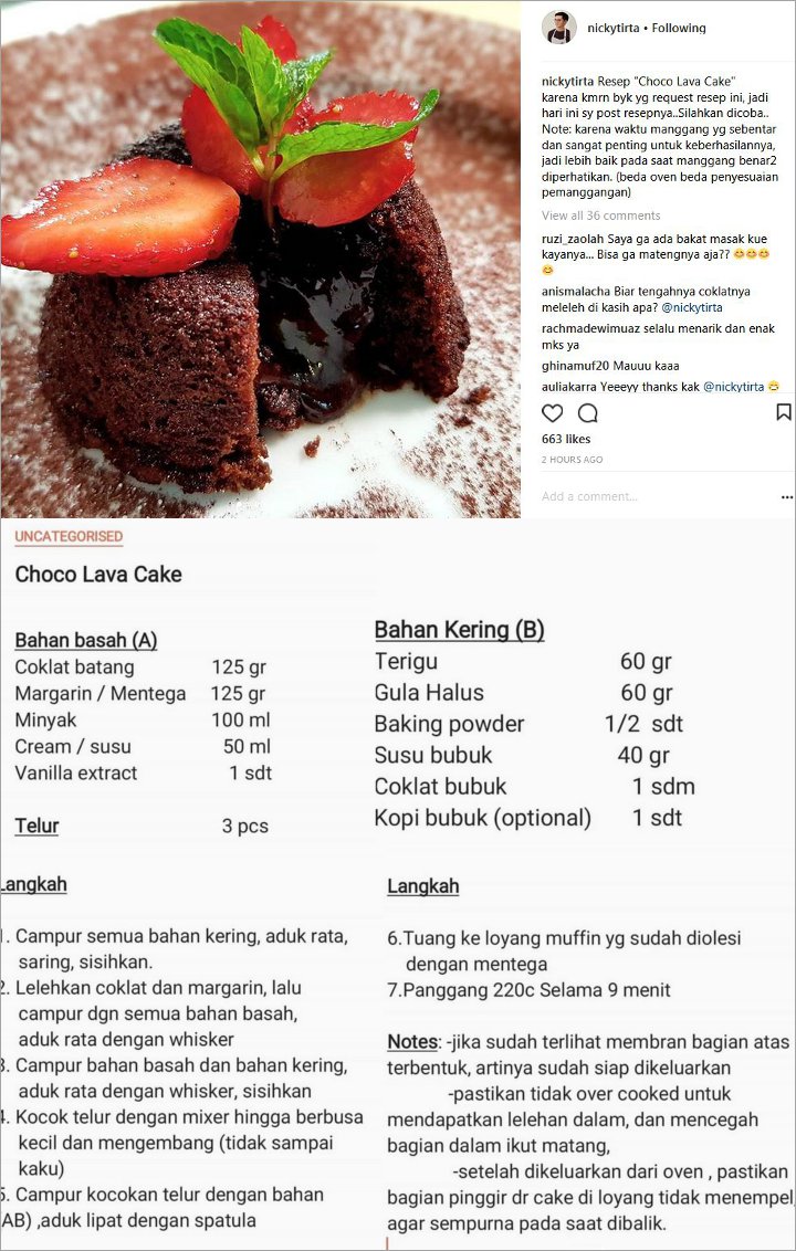 Resep Cake Ala Nicky Tirta