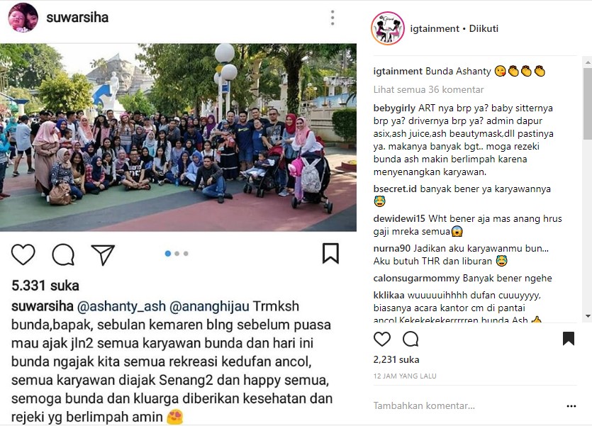 Anang Hermansyah dan Ashanty Ajak Seluruh Karyawan Wisata ke Dufan