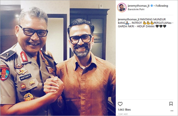 Jeremy Thomas Beri Dukungan Perwira Tinggi Polri Martuani Sormin Siregar
