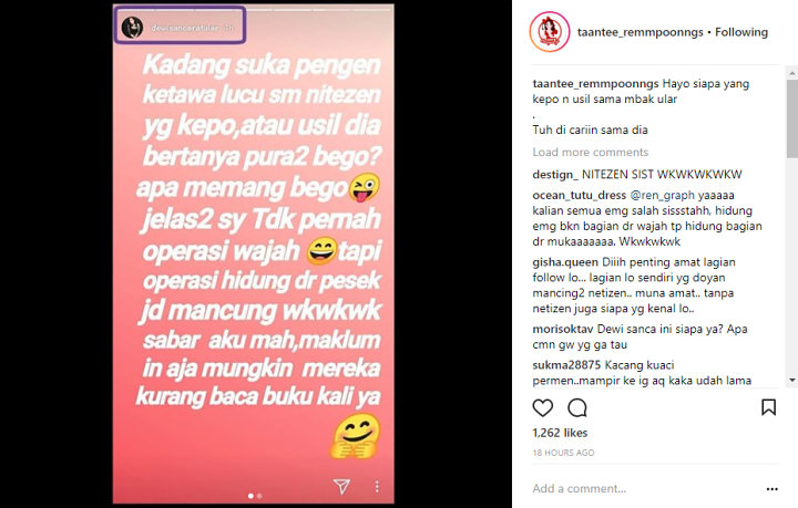 Dewi Sanca Gerah dengan Komentar Pedas Netter