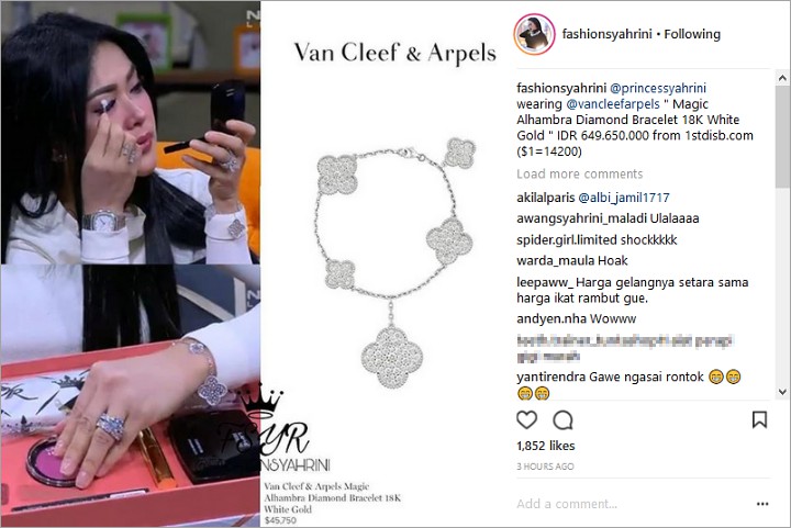 Mungil dan Simpel, Harga Gelang Syahrini Ini Ternyata Lebih dari Setengah Miliar