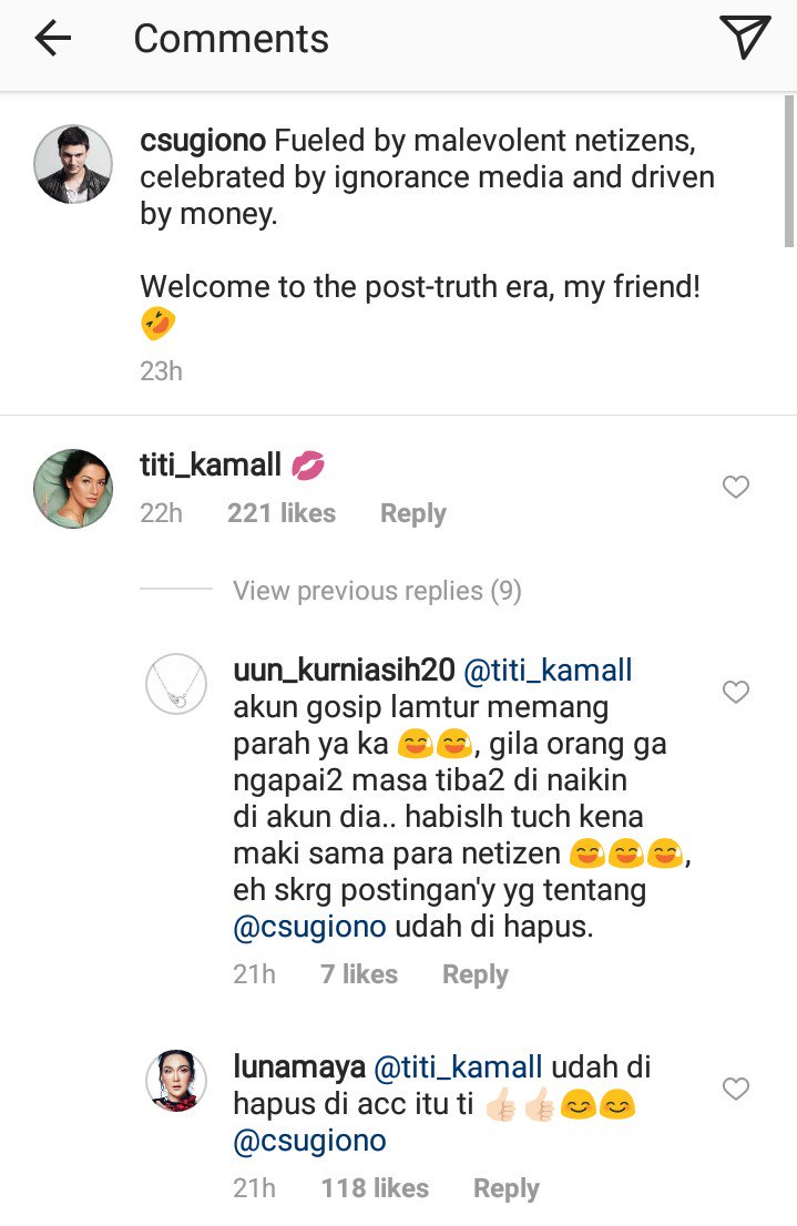 Komentar Titi Kamal Soal Postingan Tian