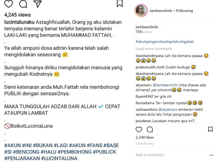 Terbukti Punya Nama Muhammad Fatah, Fans Lucinta Luna Bubar