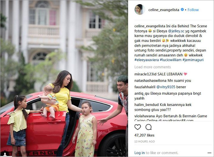 Pemotretan Bareng Anak, Celine Evangelista Dibilang Sombong karena Pamer Mobil dan Rumah Bak Istana