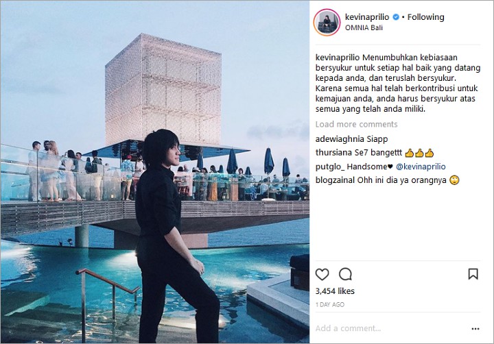 Liburan ke Bali, Kevin Aprilio Ajak Penggemar Untuk Menumbuhkan Kebiasaan Bersyukur