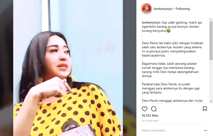 Tergiur Gaji Rp 30 Juta, Netter Ramai Ingin Jadi Asisten Dewi Persik
