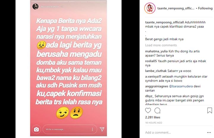 Dewi Sanca Lelah Klarifikasi