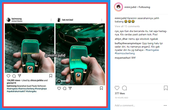 Seserahan Mobil Mewah Baim Wong Hasil Catutan