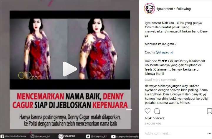 Denny Cagur Dituding Sebarkan Foto Editan Dosen UB