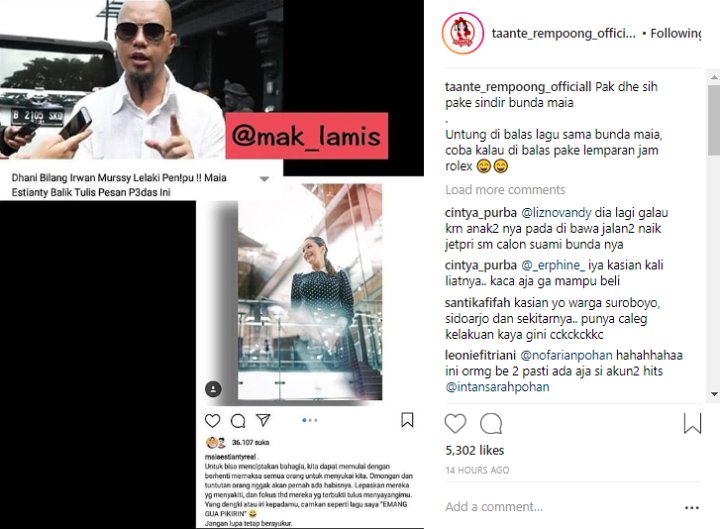 Maia Sindir Ahmad Dhani
