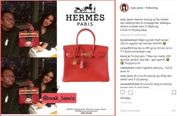 Harga Kado Tas Hermes Syahrini
