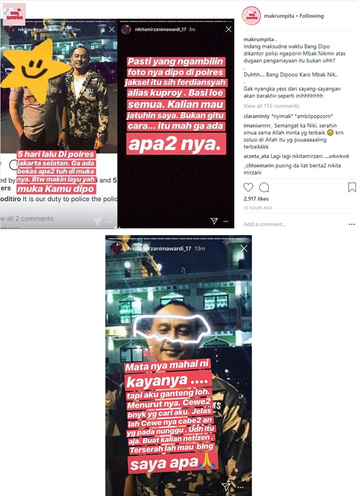 Nikita Mirzani Sindir Wajah Dipo Latief