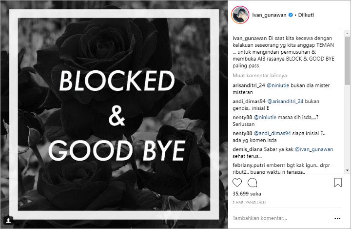 Ivan Gunawan Blokir Teman
