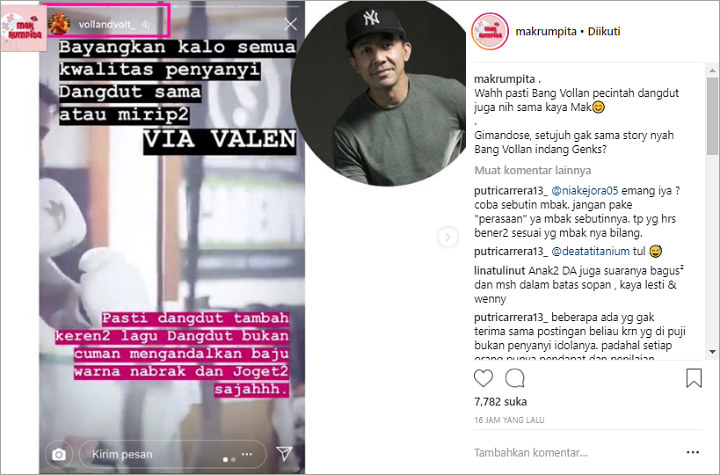 Bandingkan dengan Via Vallen, Volland Humonggio Sindir Penyanyi Dangdut \'Modal Joget\'