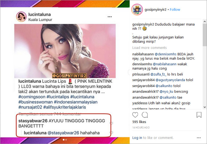 Lucinta Luna Dibilang Mirip Ayu Ting Ting di Foto Ini, Netter Tak Terima