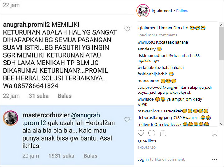 Semprot Akun yang Jualan di Kolom Komentar, Deddy Corbuzier Bikin Ngakak Tulis Ini