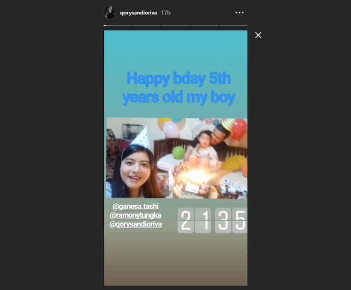 Qory dan Ramon Kompak Rayakan Ultah Anak