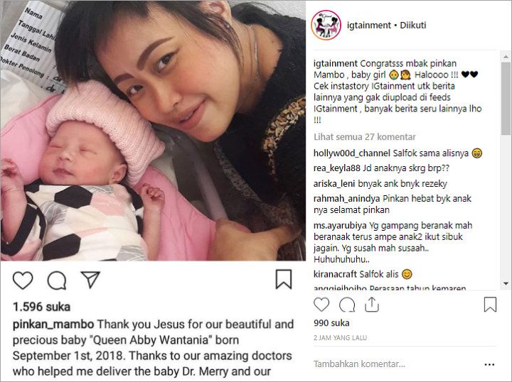 Pinkan Mambo Lahirkan Anak Kelima, Netter Malah Heboh Bahas Bentuk Alis