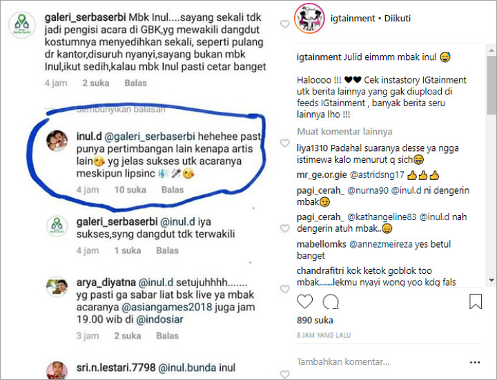 Disinggung Tak Tampil di Asian Games 2108, Inul Daratista Beri Jawaban \'Julid\'