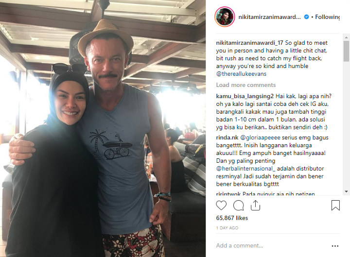 Nikita Mirzani Foto Bareng Luke Evans