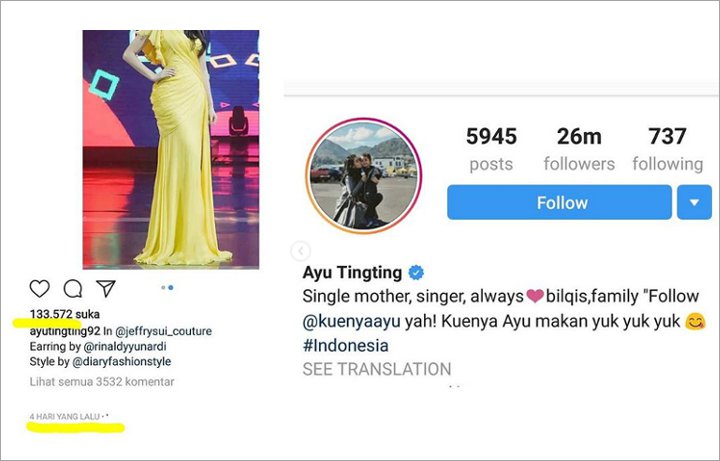 Akun Instagram Ayu Ting Ting