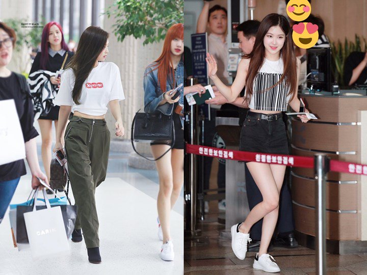 Gaya Busana Black Pink di Bandara