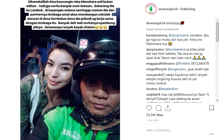 Driver Ojek Online Antarkan Manohara