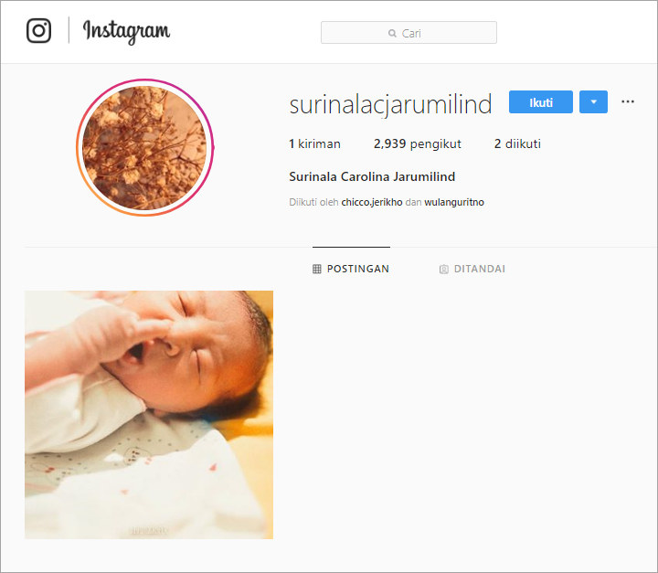 Akun Instagram Nala, Anak Chico dan Putri