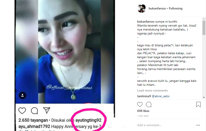 Ayu Ting Ting Like Akun Fans Halu