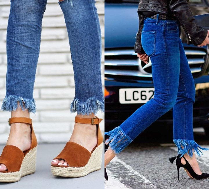 Fringe Jeans dengan Rumbai-Rumbai 