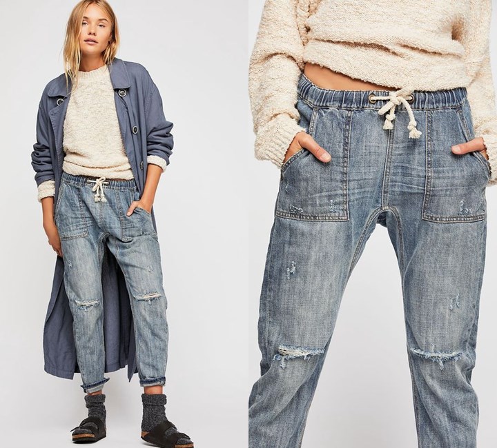 Boyfriend Jeans Drawstring yang Bikin Tampilan Jadi Sporty