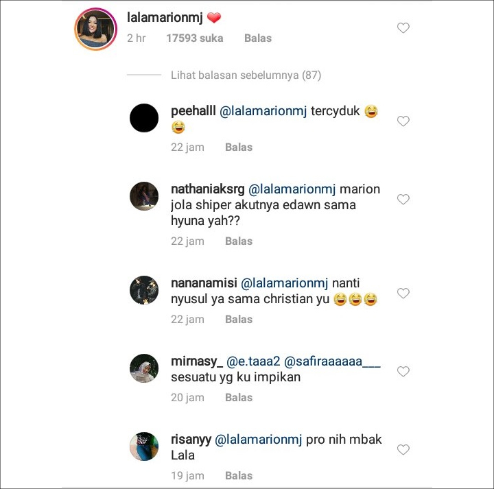 Komentar Marion Jola di Instagram HyunA