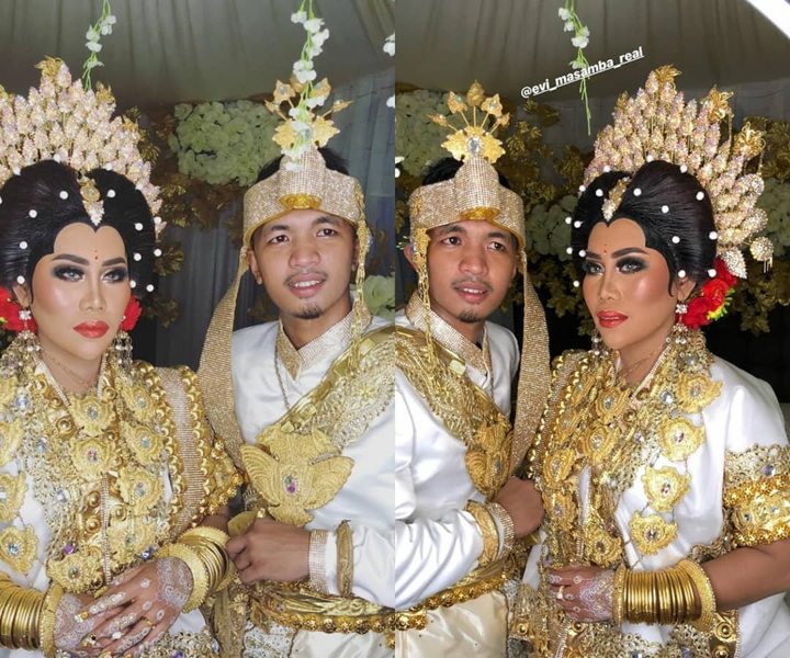 Foto Evi Masamba dan sang suami setelah resmi menikah