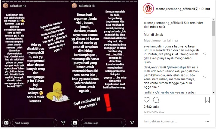 Komentar Nafa Urbach Soal Vicky-Angel Lelga