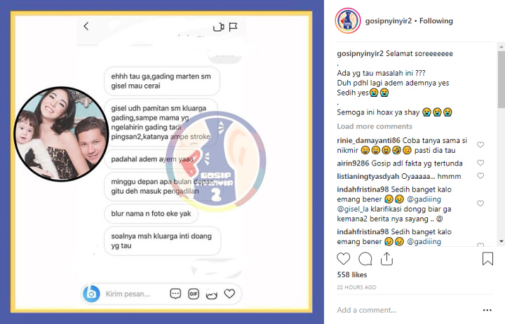 Chat Isu Cerai Gading-Gisel