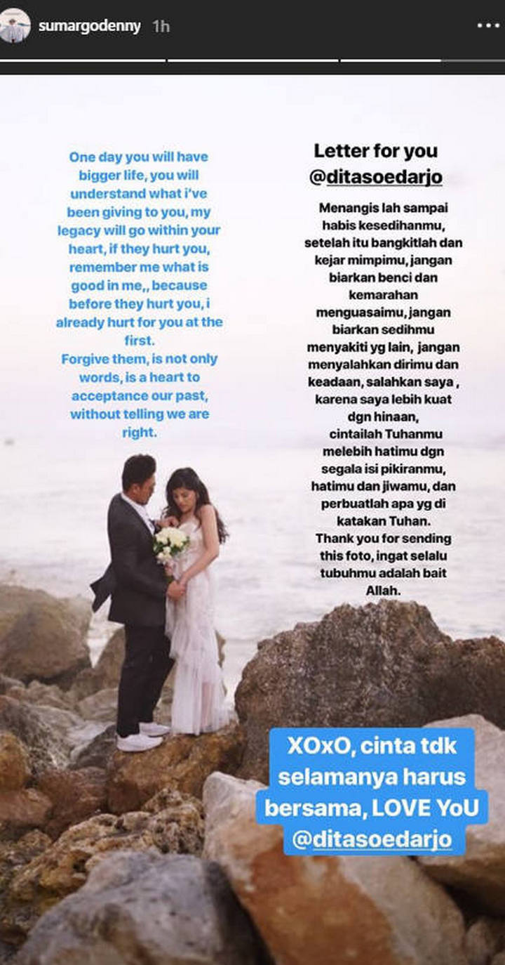 Surat Cinta Denny Sumargo ke Dita Soemargo Pasca Putus