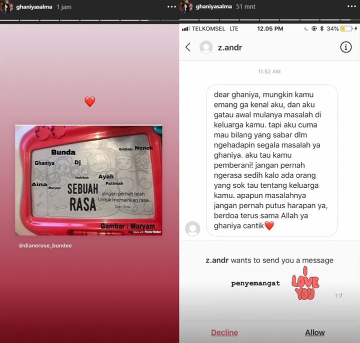 Dukungan Ghaniya Buat Dian