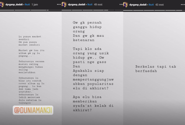 Sindiran Dyrga kepada Anji