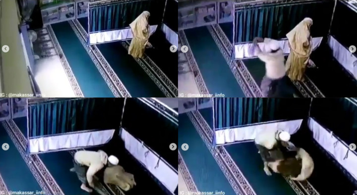 Viral Video Pria Pakai Balok Pukuli Wanita saat Salat di Masjid, Netter Geram