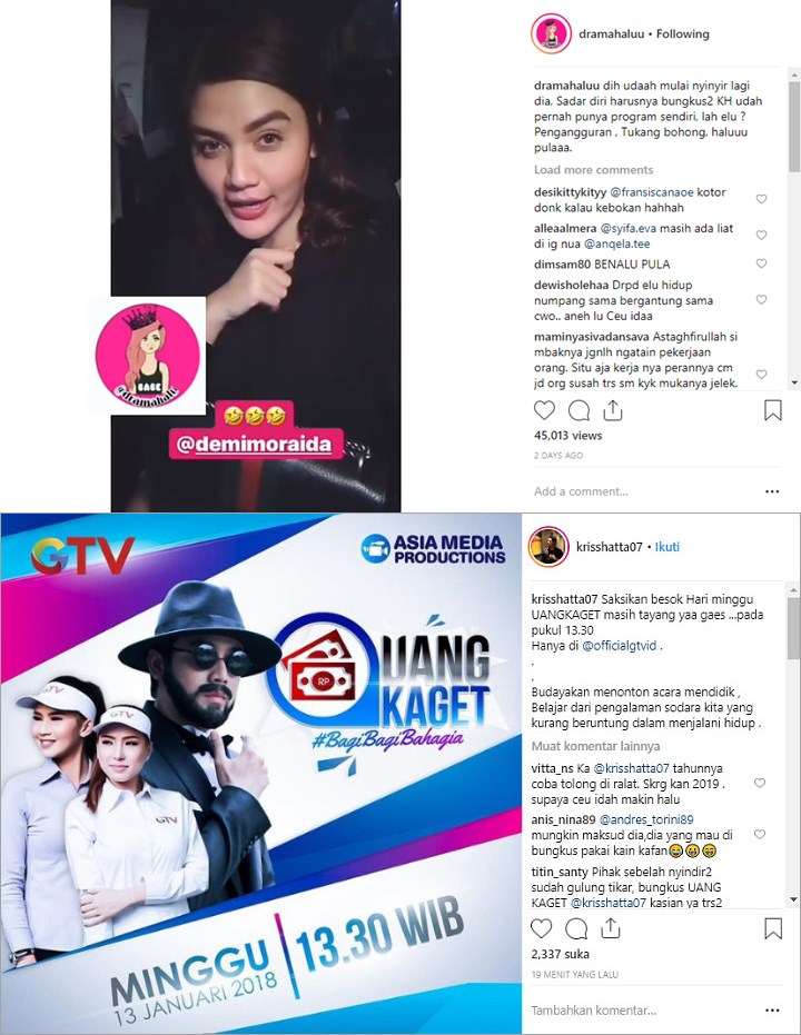 Acara Kriss Hatta Disindir Hilda Vitria