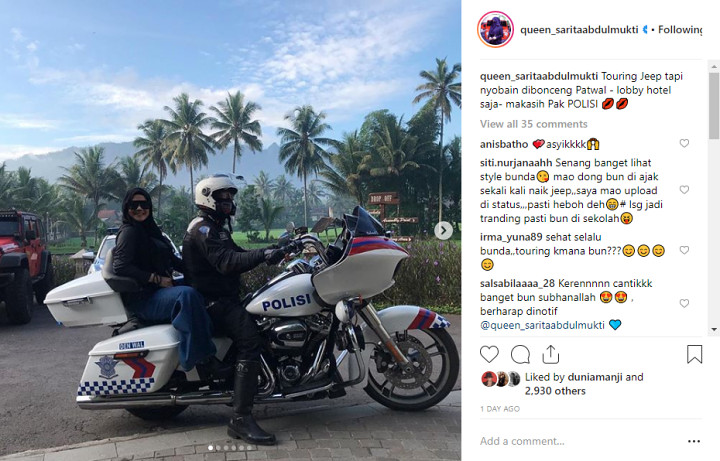 Sarita Naik Moge Bareng Polisi