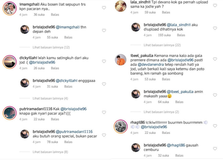 Balasan Komentar Brisia Jodie