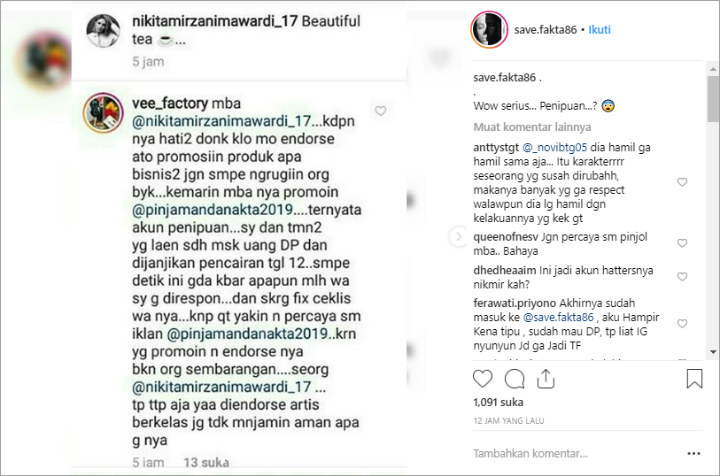 Nikita Mirzani Disemprot Netter Usai Diduga Endorse Akun Penipuan